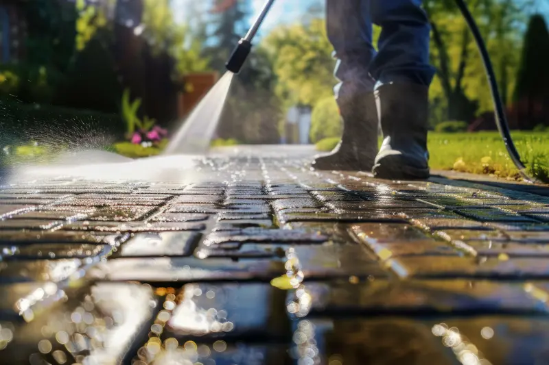 Washing a Residential Walkway